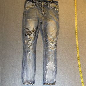 Ksubi Van Winkle Survive Vertigo Jeans Men’s 36” Distressed Graphic Skinny Denim